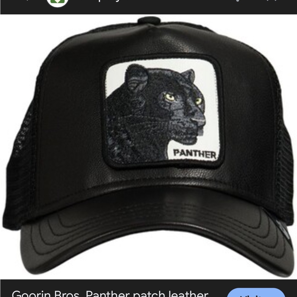 Goorin Bros Black Panther Leather Hat one size black white clean
